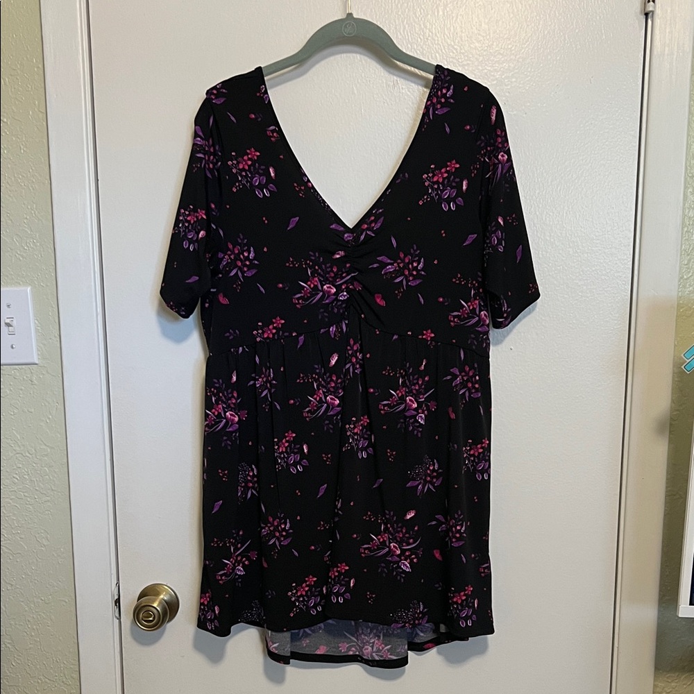 Torrid Black and Purple Floral Top
